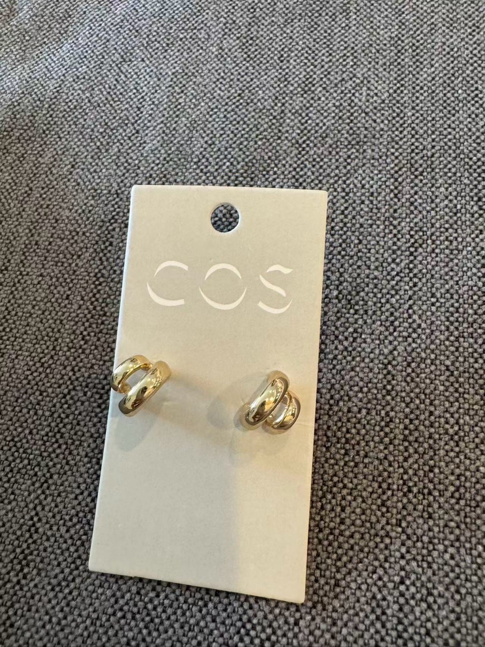 COS Polished Gold Double Loop Hoop Earrings